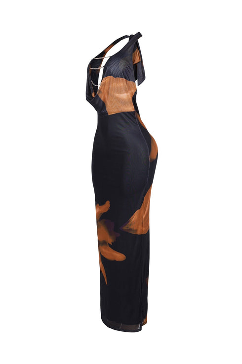 Ignite Petal Chain Cowl Maxi Dress